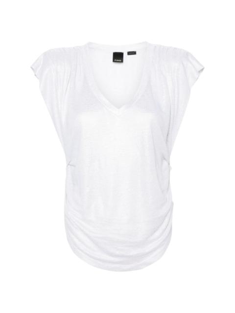 ruched V-neck T-shirt