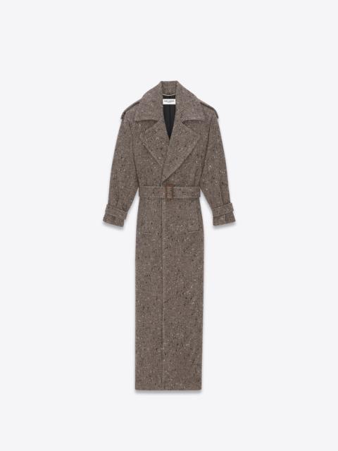 SAINT LAURENT long oversize coat in chevron wool