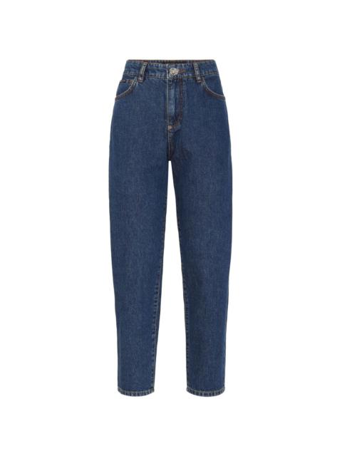 high-rise tapered-leg jeans