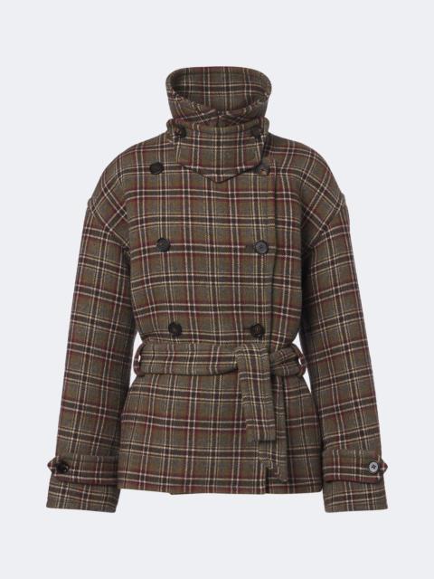 Chloé Checked wool and cotton-blend peacoat