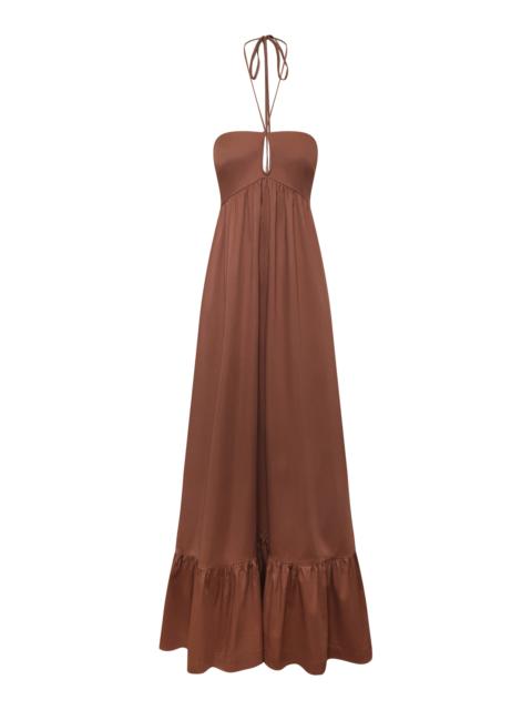 ANDRES OTALORA La Cocoa Strapless Cotton Maxi Dress brown