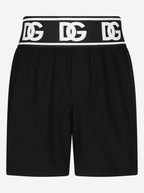 Dolce & Gabbana Two-way stretch cotton shorts with DG logo