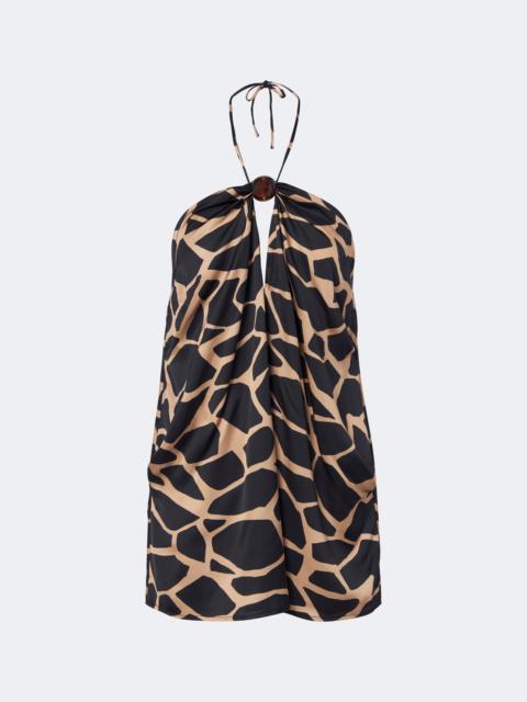 FAITHFULL Animal-print halterneck satin top