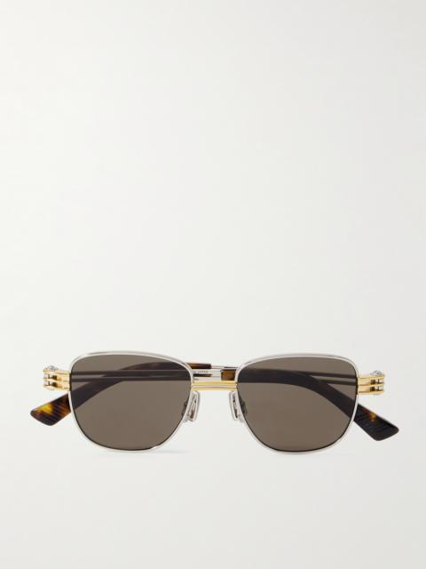 Bottega Veneta Square-Frame Gold- and Silver-Tone Sunglasses
