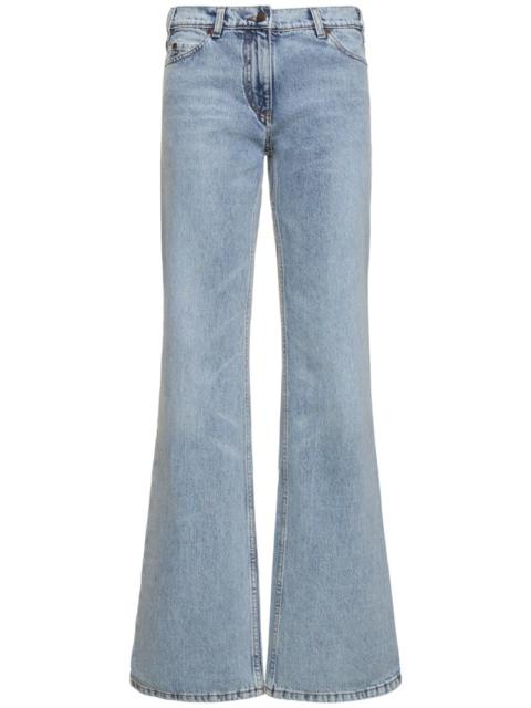 Mid rise denim flared jeans