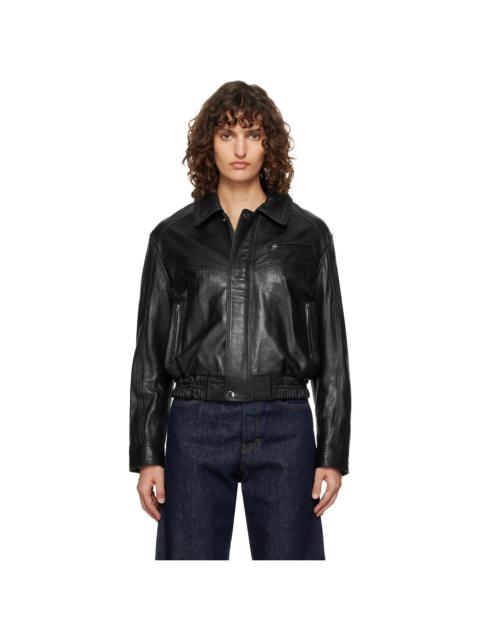 NOUR HAMMOUR Black Clint Cropped Bomber Jacket