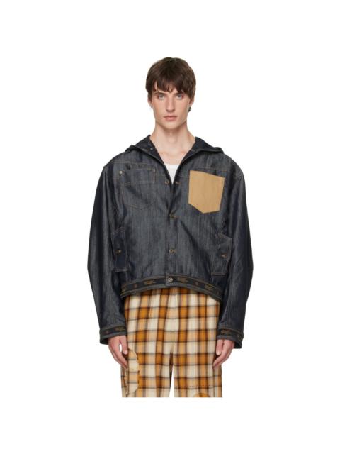 We11done Navy Old School Denim Jacket