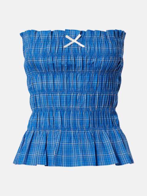 FAITHFULL Leya gathered plaid cotton top