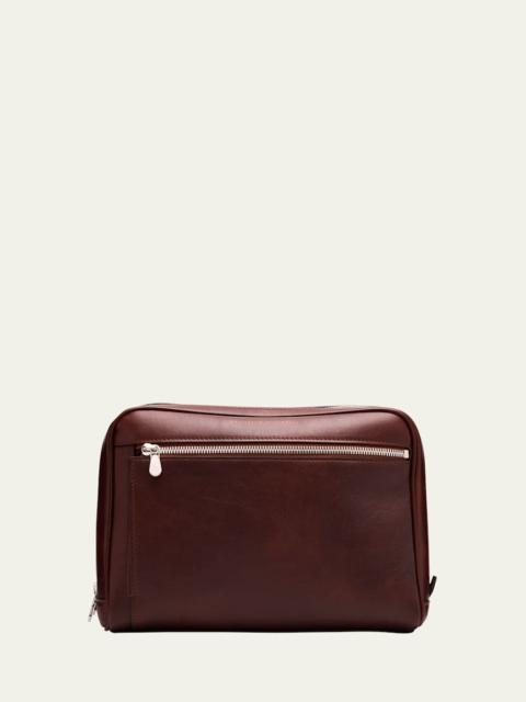 Brunello Cucinelli Men's Leather Double-Zip Toiletry Case