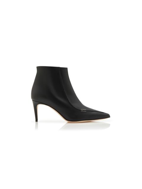 Manolo Blahnik Black Calf Leather Ankle Boots