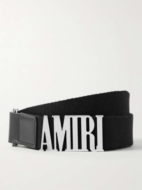 AMIRI 3cm Silver-Tone and Leather-Trimmed Webbing Belt
