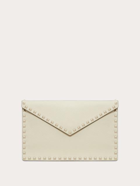 Valentino ROCKSTUD GRAINY CALFSKIN ENVELOPE POUCH