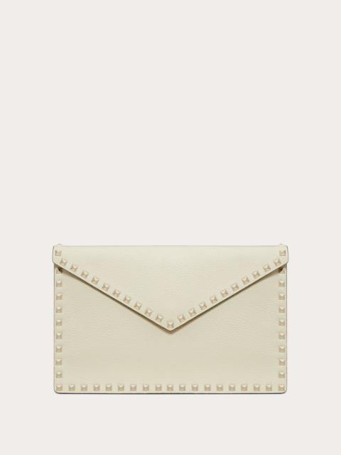 Valentino ROCKSTUD GRAINY CALFSKIN ENVELOPE POUCH