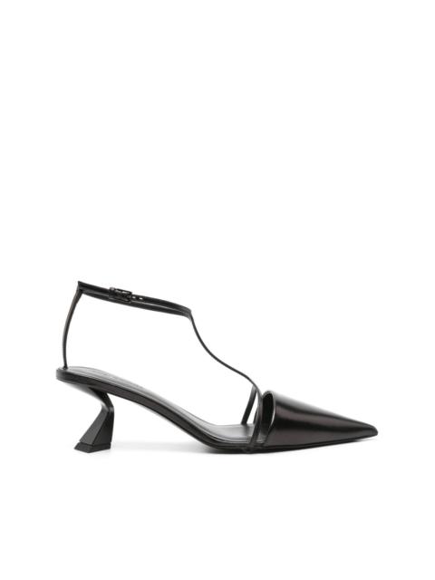 sculpted-heel leather pumps