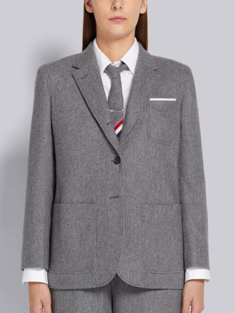 Medium Grey Lightweight Boiled Wool Engineered Stripe Sack Jacket