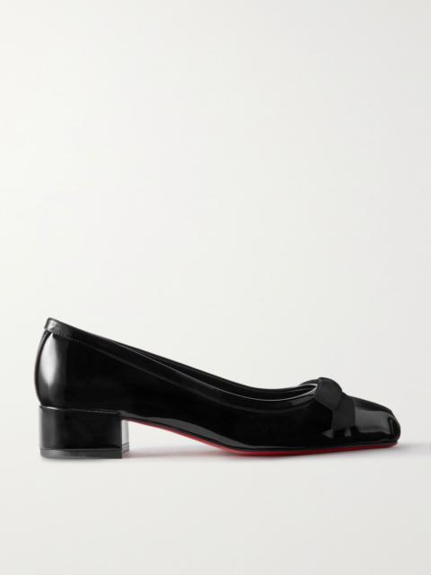 Christian Louboutin Mamaflirt 30 bow-detailed patent-leather pumps Black