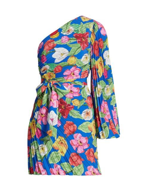 MILLY Women's Linden Tulip Rosette Pleated Minidress - Royal Blue Multi