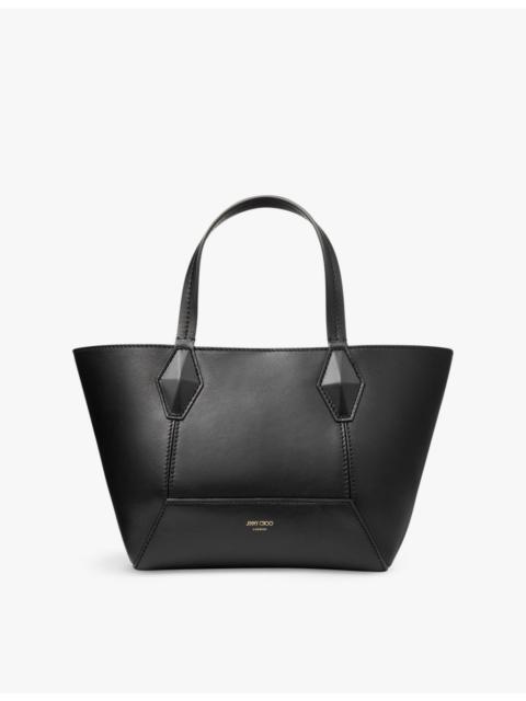 JIMMY CHOO Diamond logo-embossed leather tote bag
