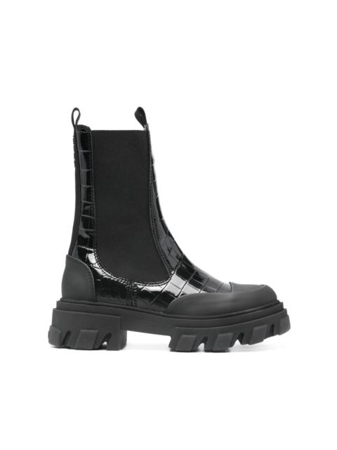 GANNI croc-effect Chelsea boots