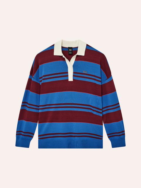 P.E NATION STRATA RUGBY KNIT IN PALACE BLUE STRIPE
