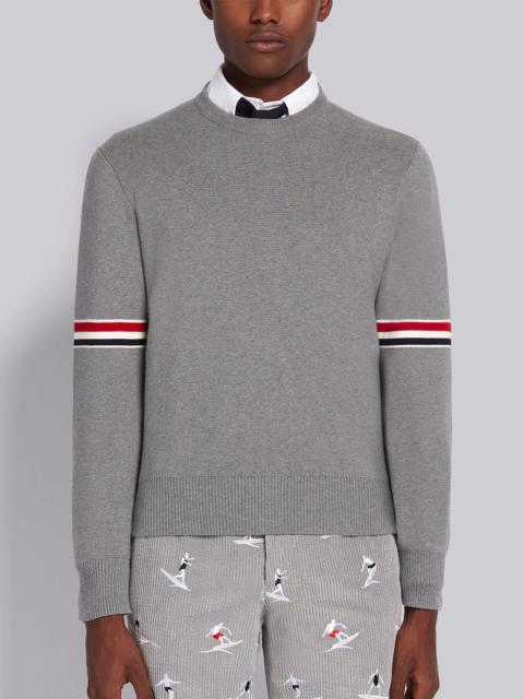 Thom Browne Light Grey Cotton Milano Stitch Stripe Armband Crewneck Pullover