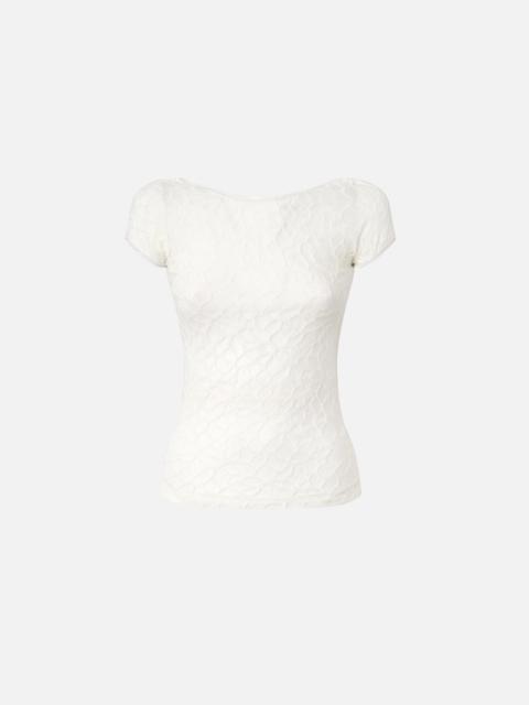 PINKO FITTED SHORT-SLEEVED LACE SWEATER