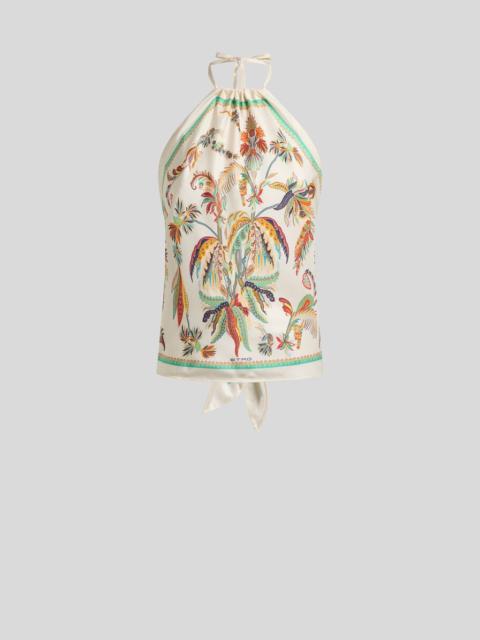 Etro SILK TOP WITH HALTERNECK AND PAISLEY FOLIAGE MOTIF
