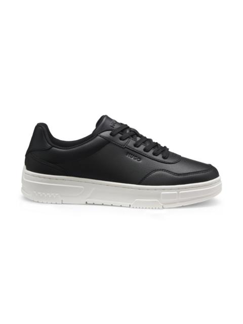 HUGO FAUX-LEATHER TRAINERS WITH ZIGZAG DETAILING