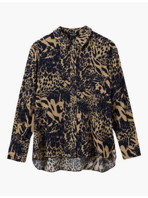 WHISTLES Patchwork Leopard-Print Woven Shirt