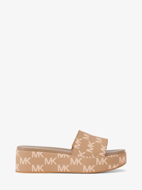 MICHAEL KORS Sadler Logo Jacquard Platform Slide Sandal