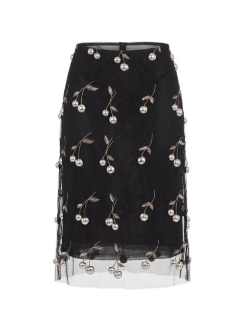 Monse cherry-embroidered midi skirt