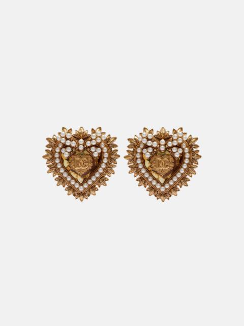 Dolce & Gabbana Devotion DG embellished clip-on earrings