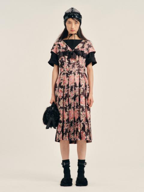 Simone Rocha Pleated Patchwork Wire Sleeve Flare Dress