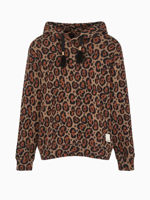 EMPORIO ARMANI Emporio Armani Sustainability Values Capsule Collection dappled recycled fabric hooded jumper