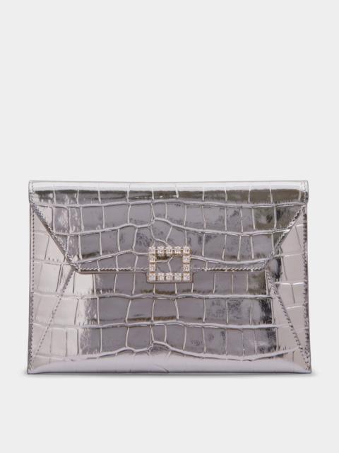 Roger Vivier Très Vivier Strass Buckle Clutch in Leather