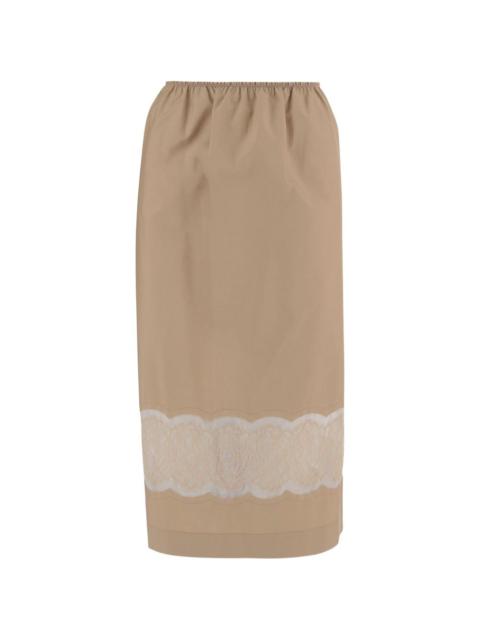 Carven lace-panel midi skirt