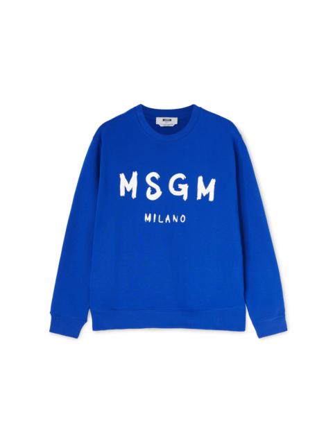 MSGM Cotton t-shirt with brushstroke logo