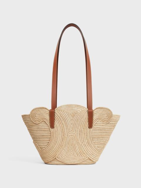 CELINE CLASSIC PANIER SMALL BRAIDED TRIOMPHE in RAFFIA and CALFSKIN