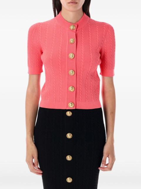 cable-knit buttoned cardigan