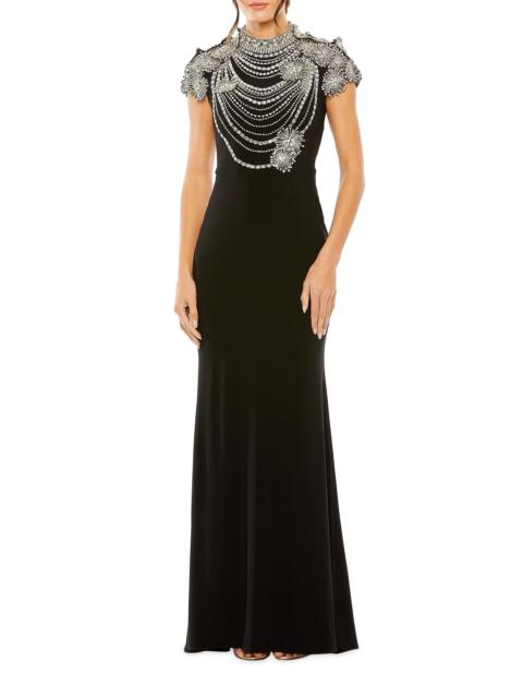 MAC DUGGAL Women's Embellished Crepe Column Gown - Black