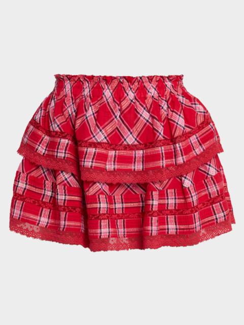LoveShackFancy Tartan Ruffle Mini Skirt