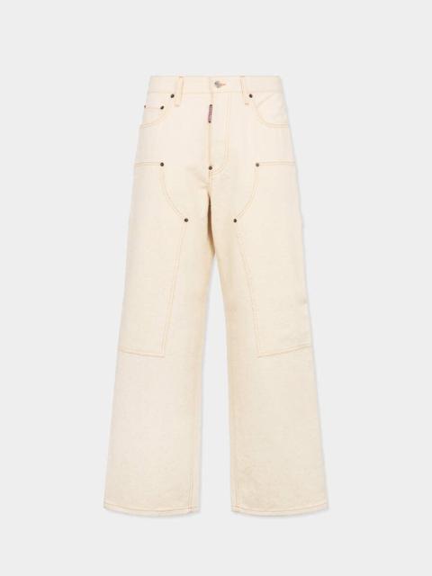 DSQUARED2 RAW WASH SHINY BAGGY CARPENTER JEANS