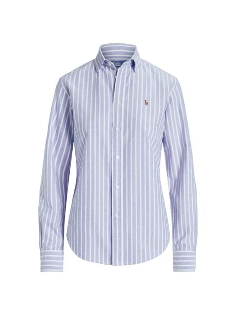 Polo Ralph Lauren Women's Slim-Fit Striped Oxford Shirt - Harbor Island Blue White
