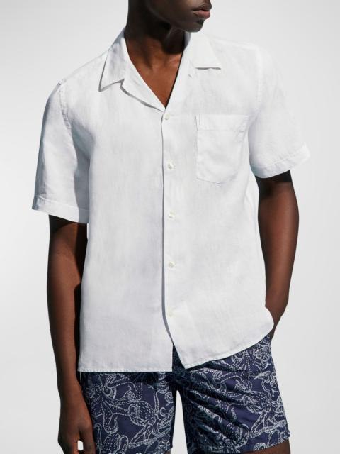Vilebrequin Men's Garment-Dyed Linen Camp Shirt