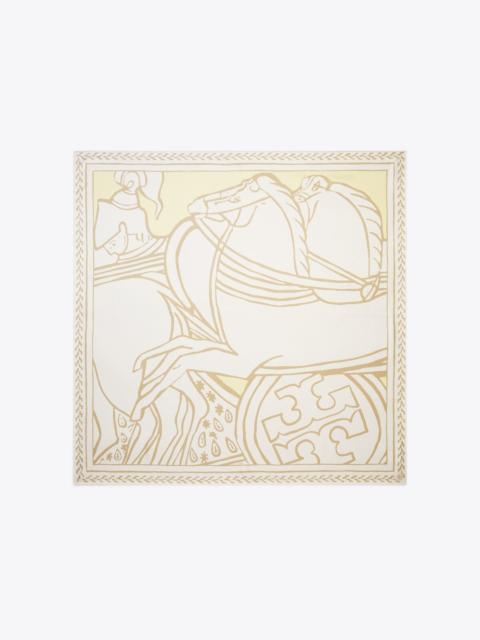 TORY BURCH Trocadero Horses Silk Square Scarf