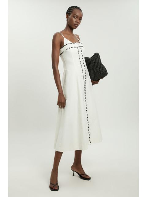 KAREN MILLEN Petite Premium Linen Clean Tailored Midi Dress