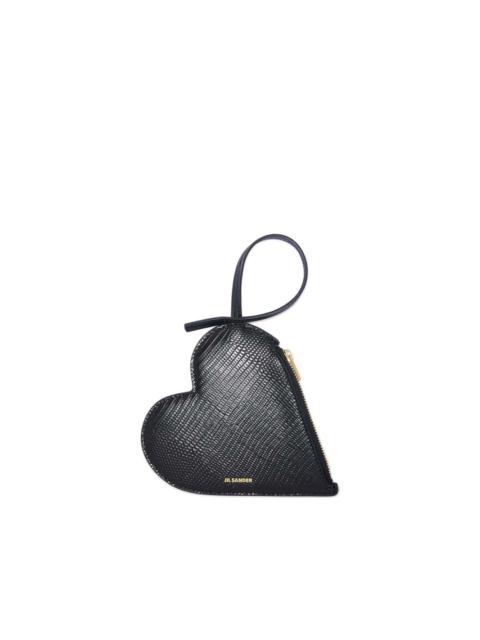 heart-shaped leather pouch