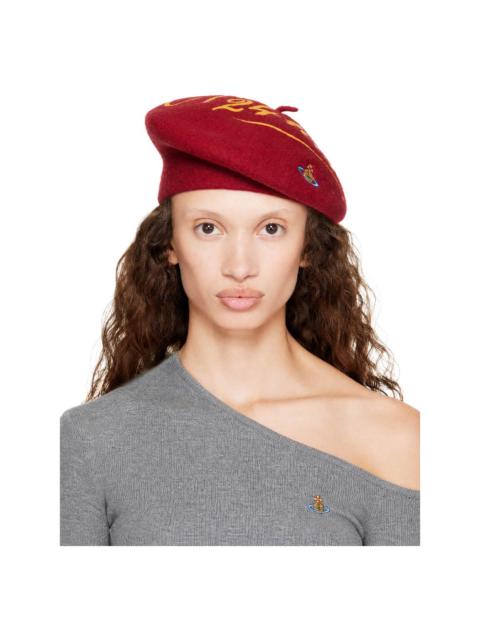 Vivienne Westwood Red 'Open 24 Hours' Beret