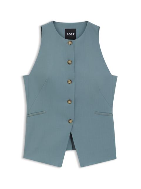 BOSS SLIM-FIT WAISTCOAT IN VIRGIN WOOL