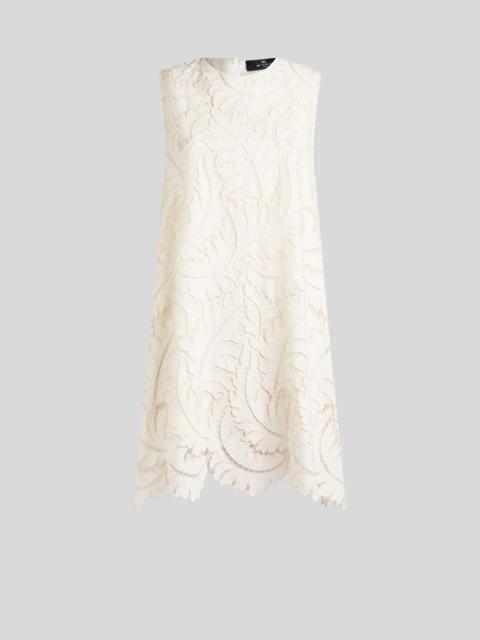 Etro COTTON POPLIN MINI DRESS WITH EMBROIDERED LACE